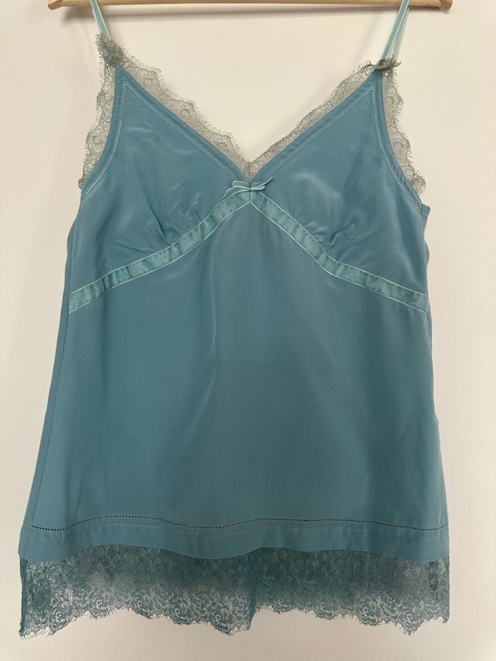 Vintage Style Silk Lace Cami Top Blue Y2K Lingerie Inspired